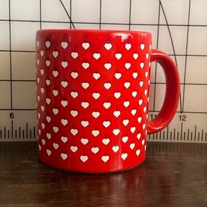 Waechterbach Coffee Cup, MCM Vintage, W. Germany Red Glaze, Matte White Hearts
